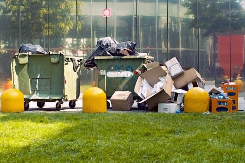 Different types of business waste being sorted